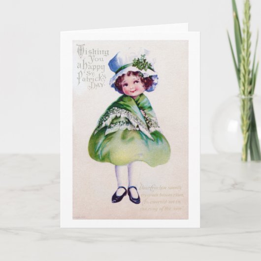 St. Patrick's Day Girl, Vintage Kaart (Voorkant)