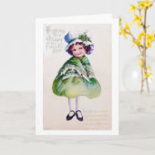 St. Patrick's Day Girl, Vintage Kaart (Gele Bloem)