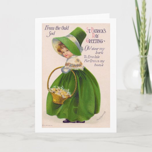 St. Patrick's Day Girl, Vintage Kaart (Voorkant)