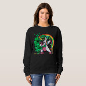 St Patricks Day Girls Dabbing Unicorn Leprechaun L Trui (Voorkant volledig)