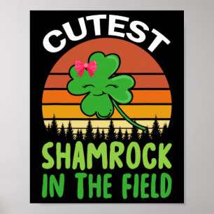 St Patricks Day Girls Peuter Schattigee Shamrock i Poster