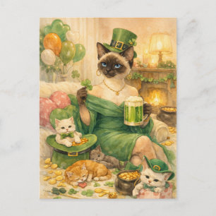 St. Patrick's Day Glam Kat Kerstkaart  Feestdagenkaart