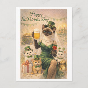 St. Patrick's Day Glam Kat Vakantiekaart  Feestdagenkaart