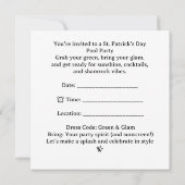 St. Patrick's Day Glam Kat Zwembad Feestje Save The Date (Achterkant)