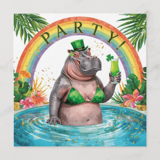 St. Patrick's Day Glam Nijlpaard Bikini Kaart (Voorkant)