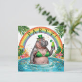St. Patrick's Day Glam Nijlpaard Bikini Kaart (Staand voorkant)