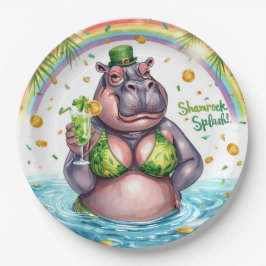 St. Patrick's Day Glam Nijlpaard Bikini Papieren Bordje