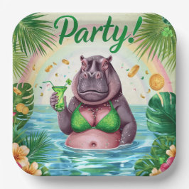 St. Patrick's Day Glam Nijlpaard Bikini Papieren Bordje