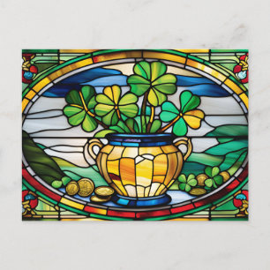 St. Patrick's Day Glas in lood Pot met klaver Feestdagenkaart