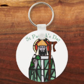 St Patricks Day Glas-in-loodraamontwerp Sleutelhanger (Voorkant)
