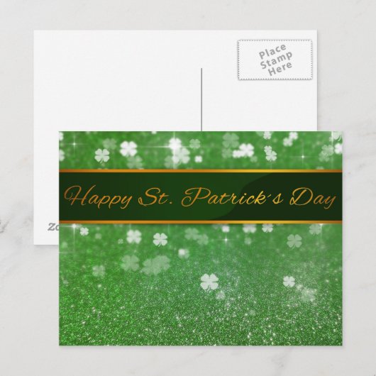 St. Patrick's Day Glitter Shamrock Briefkaart (Voorkant / Achterkant)