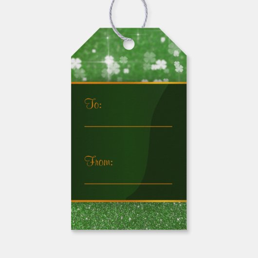 St. Patrick's Day Glitter Shamrock Cadeaulabel (Achterkant)