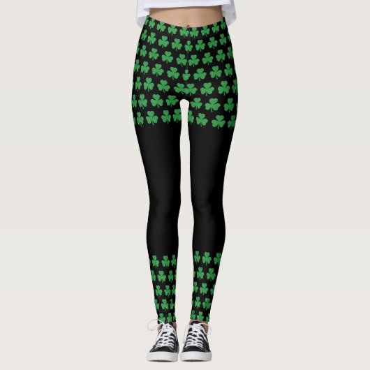 St. Patrick's Day Glitter Shamrock Cutout Leggings (Voorkant)