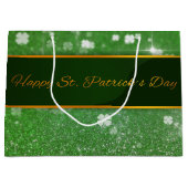 St. Patrick's Day Glitter Shamrock Groot Cadeauzakje (Voorkant)