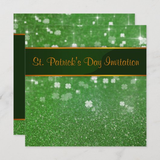 St. Patrick's Day Glitter Shamrock Kaart (Voorkant / Achterkant)