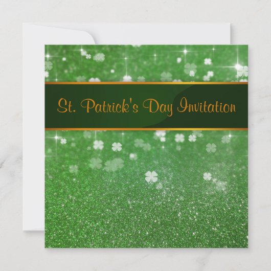 St. Patrick's Day Glitter Shamrock Kaart (Voorkant)