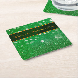 St. Patrick's Day Glitter Shamrock Kartonnen Onderzetters