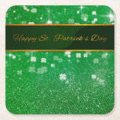 St. Patrick's Day Glitter Shamrock Kartonnen Onderzetters (Voorkant)