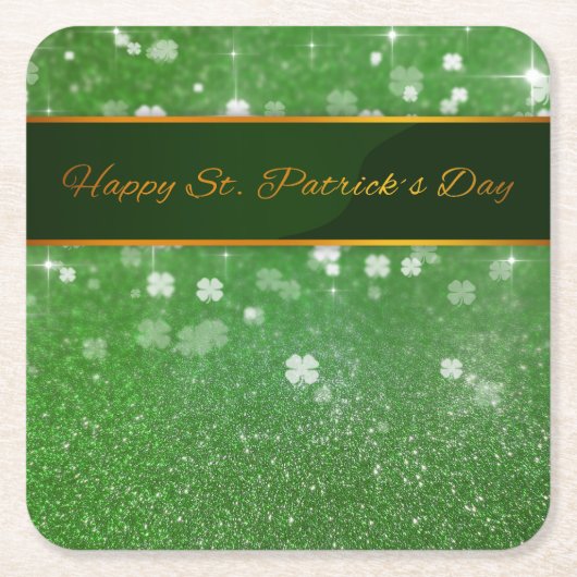 St. Patrick's Day Glitter Shamrock Kartonnen Onderzetters (Voorkant)