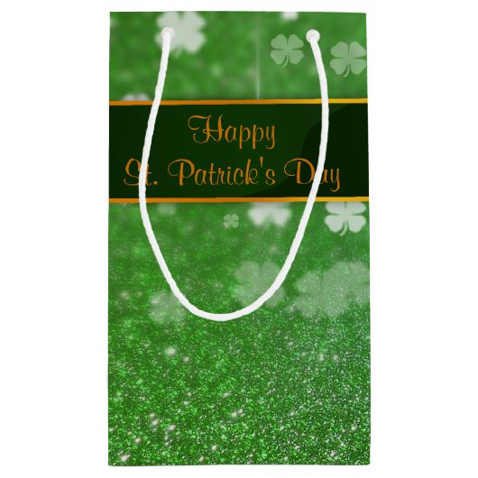 St. Patrick's Day Glitter Shamrock Klein Cadeauzakje (Achterkant)
