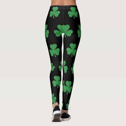St. Patrick's Day Glitter Shamrock Leggings (Achterkant)