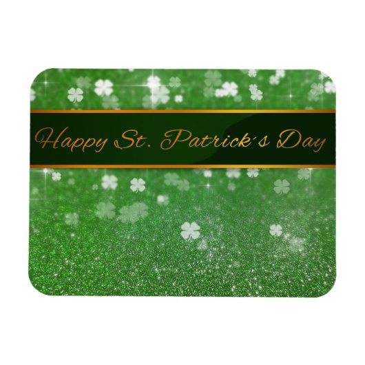 St. Patrick's Day Glitter Shamrock Magneet (Horizontaal)