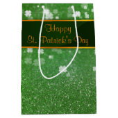 St. Patrick's Day Glitter Shamrock Medium Cadeauzakje (Voorkant)
