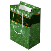 St. Patrick's Day Glitter Shamrock Medium Cadeauzakje (Voorkant Gekanteld)