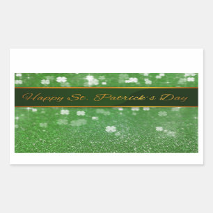 St. Patrick's Day Glitter Shamrock Rechthoekige Sticker