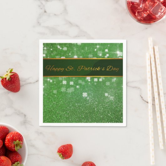 St. Patrick's Day Glitter Shamrock Servetten (Insitu)