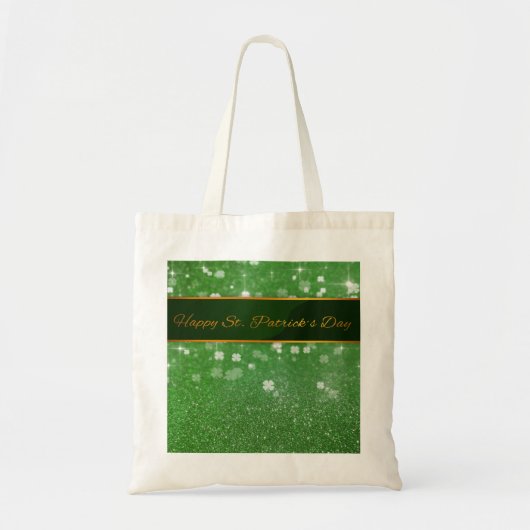 St. Patrick's Day Glitter Shamrock Tote Bag (Voorkant)