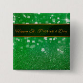 St. Patrick's Day Glitter Shamrock Vierkante Button 5,1 Cm (Voorkant)