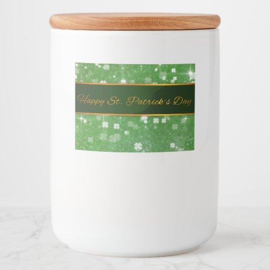 St. Patrick's Day Glitter Shamrock Voedselcontainer Etiket (Voorkant)