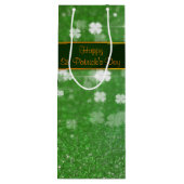 St. Patrick's Day Glitter Shamrock Wijn Cadeautas (Achterkant)