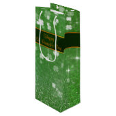 St. Patrick's Day Glitter Shamrock Wijn Cadeautas (Voorkant Gekanteld)