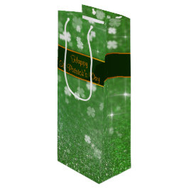 St. Patrick's Day Glitter Shamrock Wijn Cadeautas
