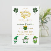 St. Patrick's Day Gnome Birthday Party Invitation Kaart (Staand voorkant)
