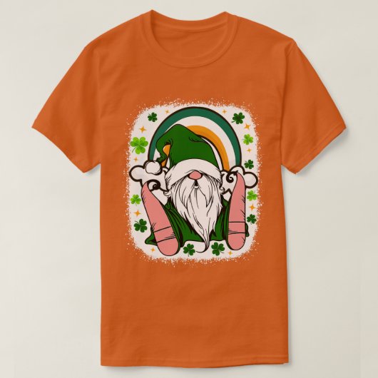 St Patricks Day Gnome Ierse regenboog Shamrock gno T-shirt (Design voorkant)