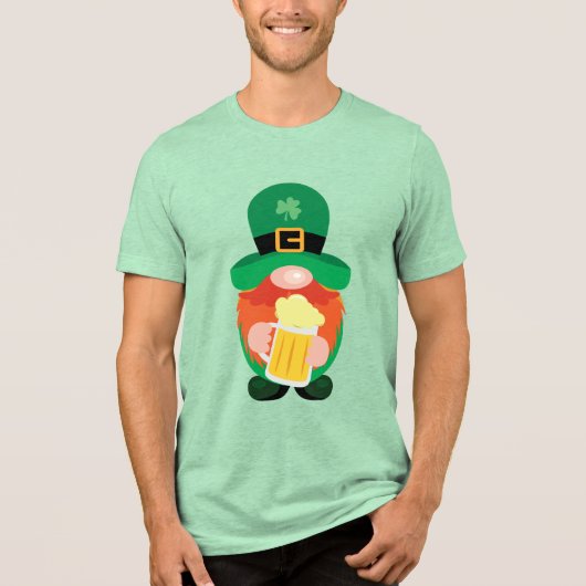 St. Patrick's Day Gnome met bier Tri-Blend Shirt (Voorkant)