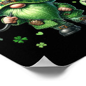 St Patricks Day Gnome met groene baard Funny Pinch Poster (Hoek)