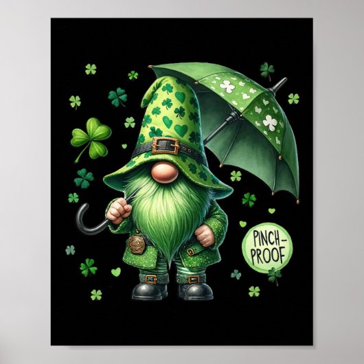 St Patricks Day Gnome met groene baard Funny Pinch Poster (Voorkant)