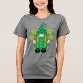 St. Patrick's Day Gnome met Shamrocks Tri-Blend Shirt (Voorkant)