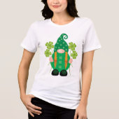 St. Patrick's Day Gnome met Shamrocks Tri-Blend Shirt (Voorkant)