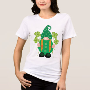 St. Patrick's Day Gnome met Shamrocks Tri-Blend Shirt