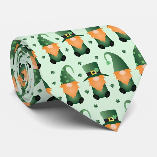 St Patricks Day Gnome Pattern Stropdas (Opgerold)