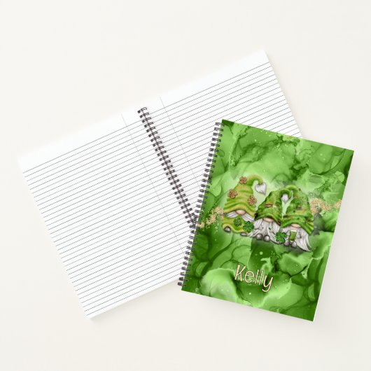 St. Patrick's Day Gnomen op groene alcoholinkt Notitieboek (Binnen)