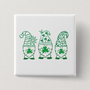St. Patrick's Day Gnomes-60682 Vierkante Button 5,1 Cm