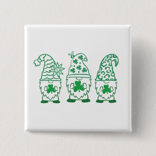 St. Patrick's Day Gnomes-60682 Vierkante Button 5,1 Cm (Voorkant)