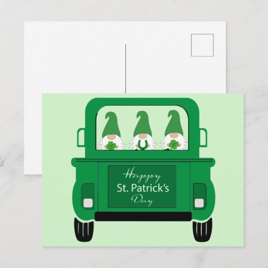 St. Patrick's Day Gnomes in Truck Feestdagenkaart (Voorkant / Achterkant)