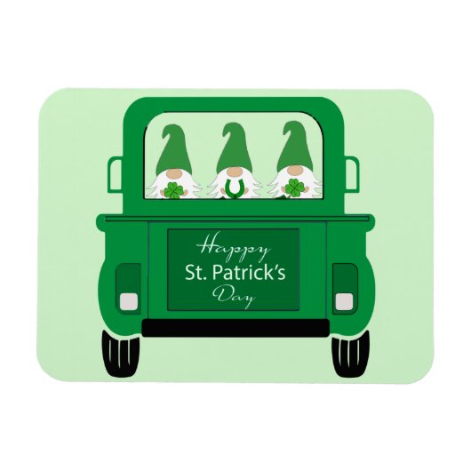 St. Patrick's Day Gnomes in Truck Magneet (Horizontaal)